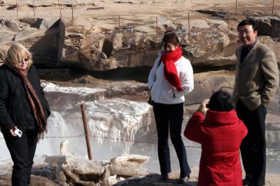 A Kodak moment at the frozen waterfall on the Yellow River