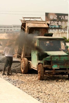 Dumping wet cement