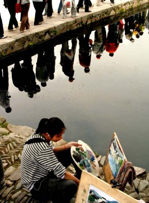 Artist and tourists