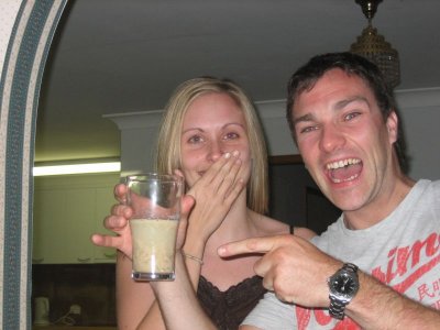 Laura's drink went down the wrong way..