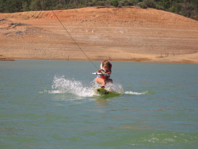 Courtney trying to wakeboard