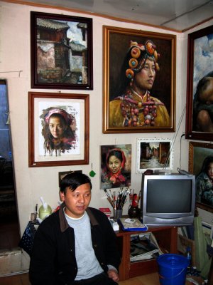 Lijiang - Old Town - Tang Hao in his studio