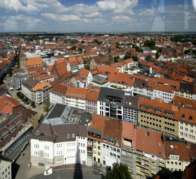 Hildesheim as seen from the St. Andreas cathedral spire