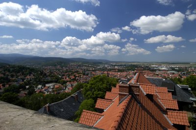 Werningerode - view from the castle - Harz mountains on left