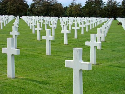 The military cemetery within sight of Omaha beach