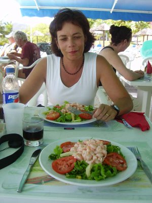 Salad next to pool