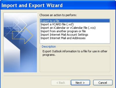 Outlook Export,  Kontact Import of .ldif from Thunderbird