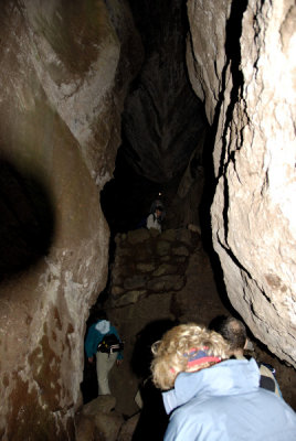 Inside the narrow and dark caves