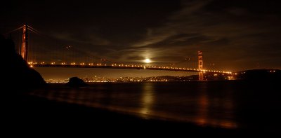 Full Moon rising over the Golden Gate Bridge