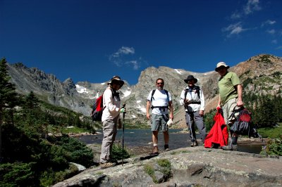 Sandy, Rick, Bill, and John at Lake Isabelle