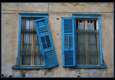 Broken blue  windows