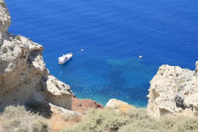 The wonderful blue water of the caldera