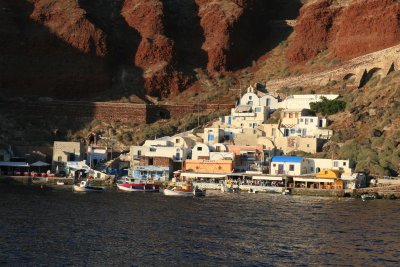 One of the villages seen from the sunset cruise in the caldera