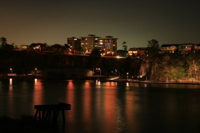 Looking from our apartment at night over the Brisbane River