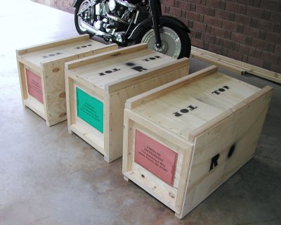 Wooden shipping boxes that  I made to return the HD200C