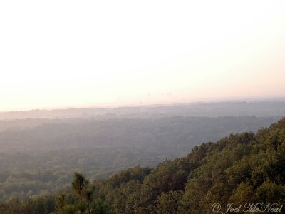 Atlanta skyscrapers emerging from haze: view from Kennesaw Mountain