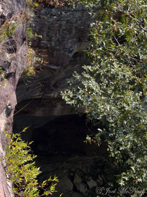 Cave in sandstone cliff face