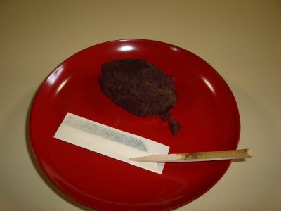 dessert, with a bamboo chopstick