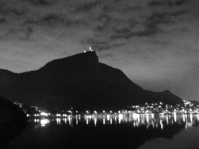 Lagoa, Corcovado e o Cristo - em P&B