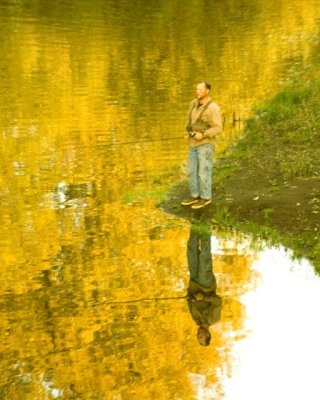 Reflection Of A Fisherman