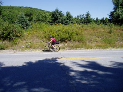 Cathy rides the island road