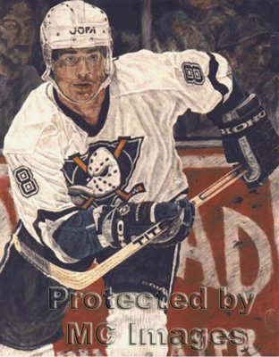 This is an 22 x 30, Acrylic on Canvas painting of Teemu Selanne ( Anaheim Mighty Ducks ) 1998
The original painting is owned by Teemu Selanne.
Was done by local (Medicine Hat) sports artist Joe Versikaitis. Mc Images has the pleasure of working with Joe to get the pictures he needs for his work. To view more of Joe's work or contact him please visit:

 ---->Joe's work here