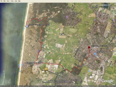 Bergen aan Zee - Alkmaar Google Earth plaatje