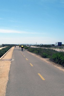 Starting down the bike path on the Silver Strand