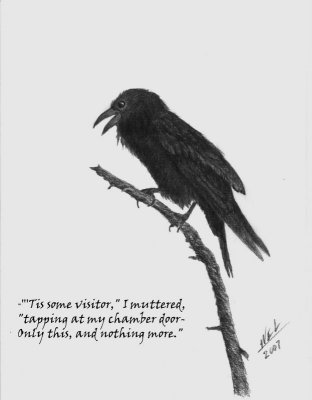 Charcoal - The Raven (Credit: E. A. Poe with the quote.)