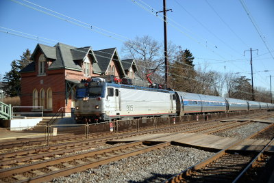 Amtrak Train passes Newark West
