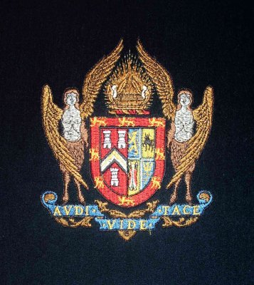 Masonic emblem on throne
