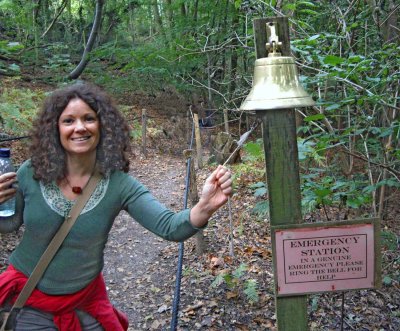 Anita   hanging on the  bell