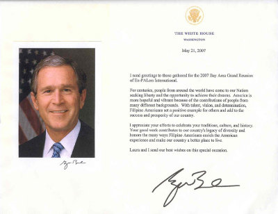 Message from President George W. Bush