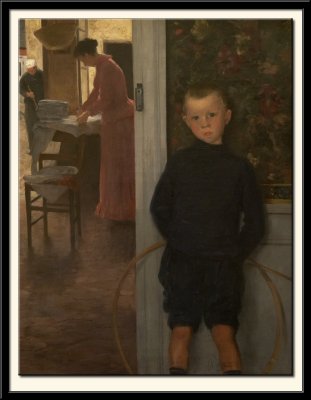 Enfant et femme dans un interieur. Jacques Mathey (1883-1973 fils)