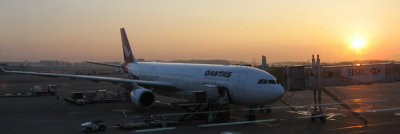 dawn arrival at Narita
