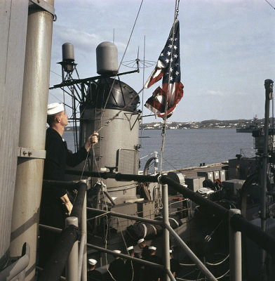 Hoisting the Flag at Bermuda, 1962.