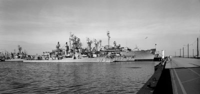 Tender and destroyers at Pier one, Newport, RI  in 1961-62