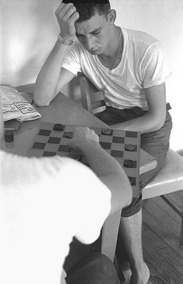  Playing Checkers in the barracks rec room, 1960