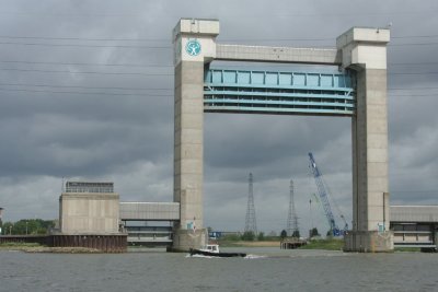 The tidal barrage at the entrance to Barking Creek