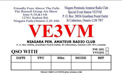 Back of  QSL Card