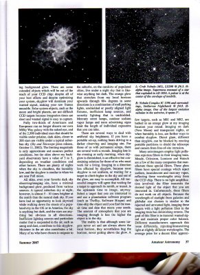 Amateur Astronomy Article, Summer 2007