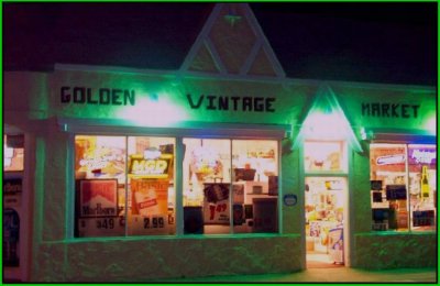 Golden Vintage Market at Night