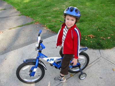 Isaac and his new bike
