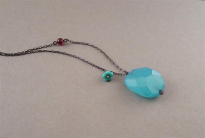 WN16 - Chalcedony, Garnet & Czech Glass Necklace (oxidised silver)