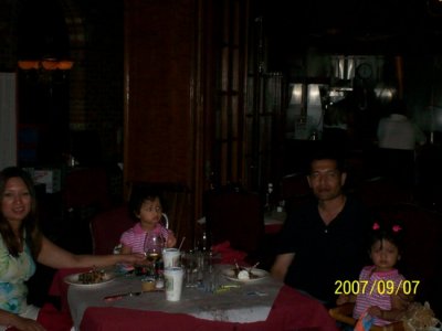 The family eating out