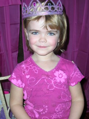 Jaydn at a friends birthday party, they were all princesses