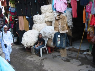 Cotton seller in his stall