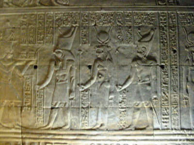 Wall art and heiroglyphs in Temple of Horus