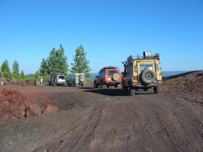 Four rigs at the cinder cone