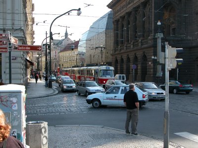 Skodas and Trams,  Prague.